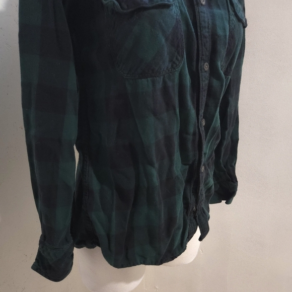 TNA |  Green Plaid Hooded button up flannel boyfriend fit - Picture 5 of 12